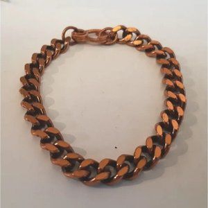 Vintage Solid Copper Chain Link Unisex Bracelet 7"